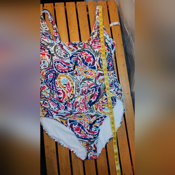 Anne Cole Womens Watercolor Paisley One Piece Swimsuit Size 16 NWOT Multicolored - Picture 6 of 10